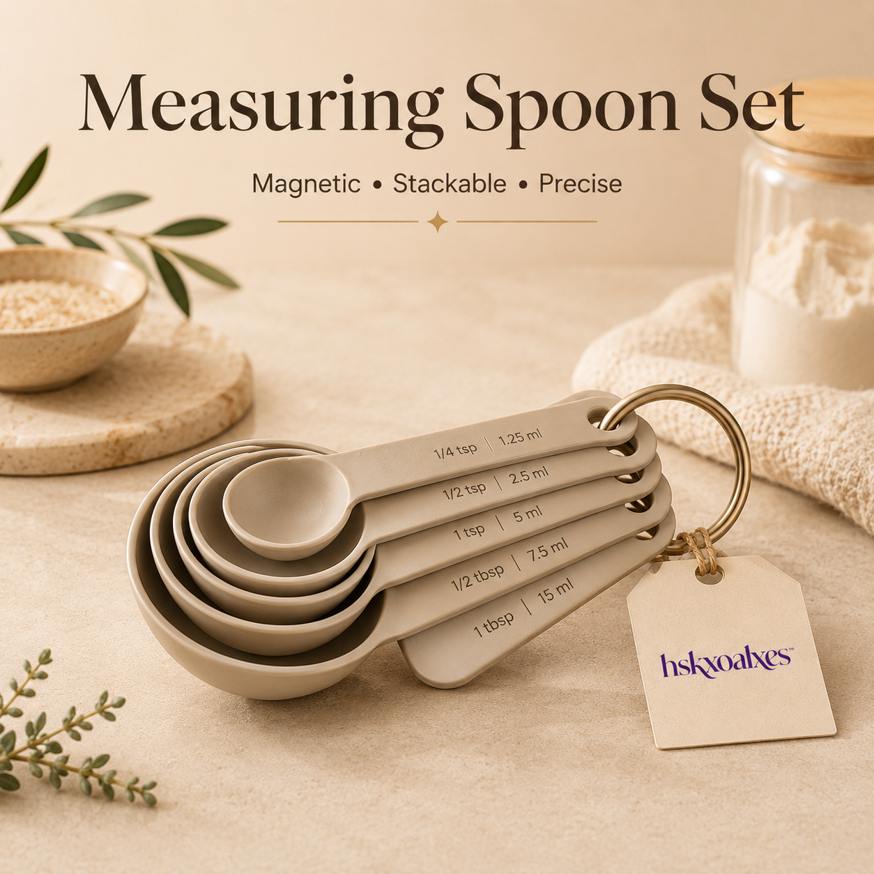 hskxoalxes™ Matte Black Magnetic Measuring Spoon Set | Dual-Sided Spice Spoons for Baking and Coffee