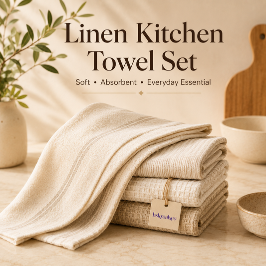 hskxoalxes™ Linen-Blend Kitchen Towel Set | Absorbent Dish Towels and Neutral Tea Towels